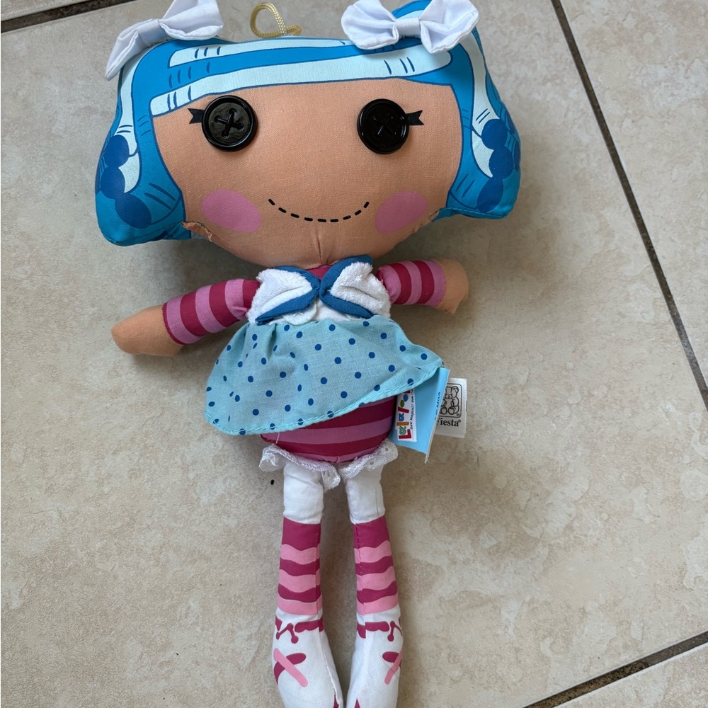 Charming Blue and Pink Button-Eyed Doll